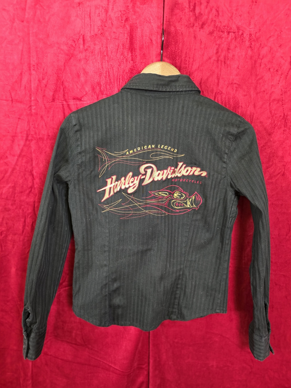 Harley-Davidson Black Pinstripe Workshirt with Orange Patch - Picture 6 of 6